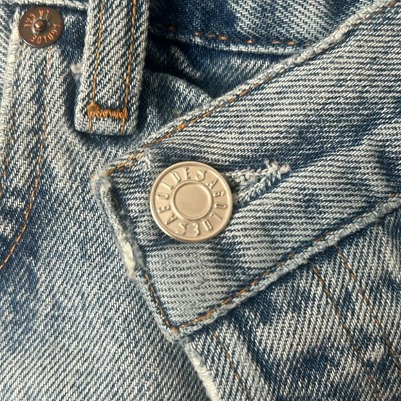 Agolde criss cross jean shorts size 23 revolve aritzia button fly long jorts - Picture 4 of 9